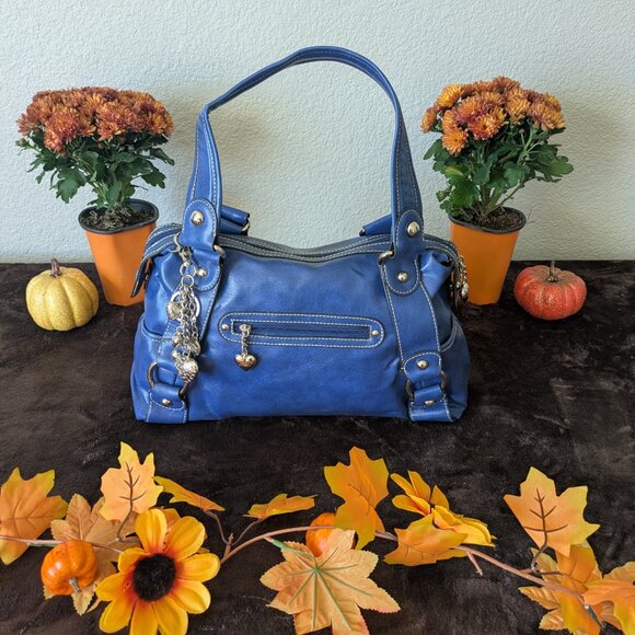 Kathy Van Zeeland Royal Blue Shoulder Bag with Charms - Picture 12 of 12